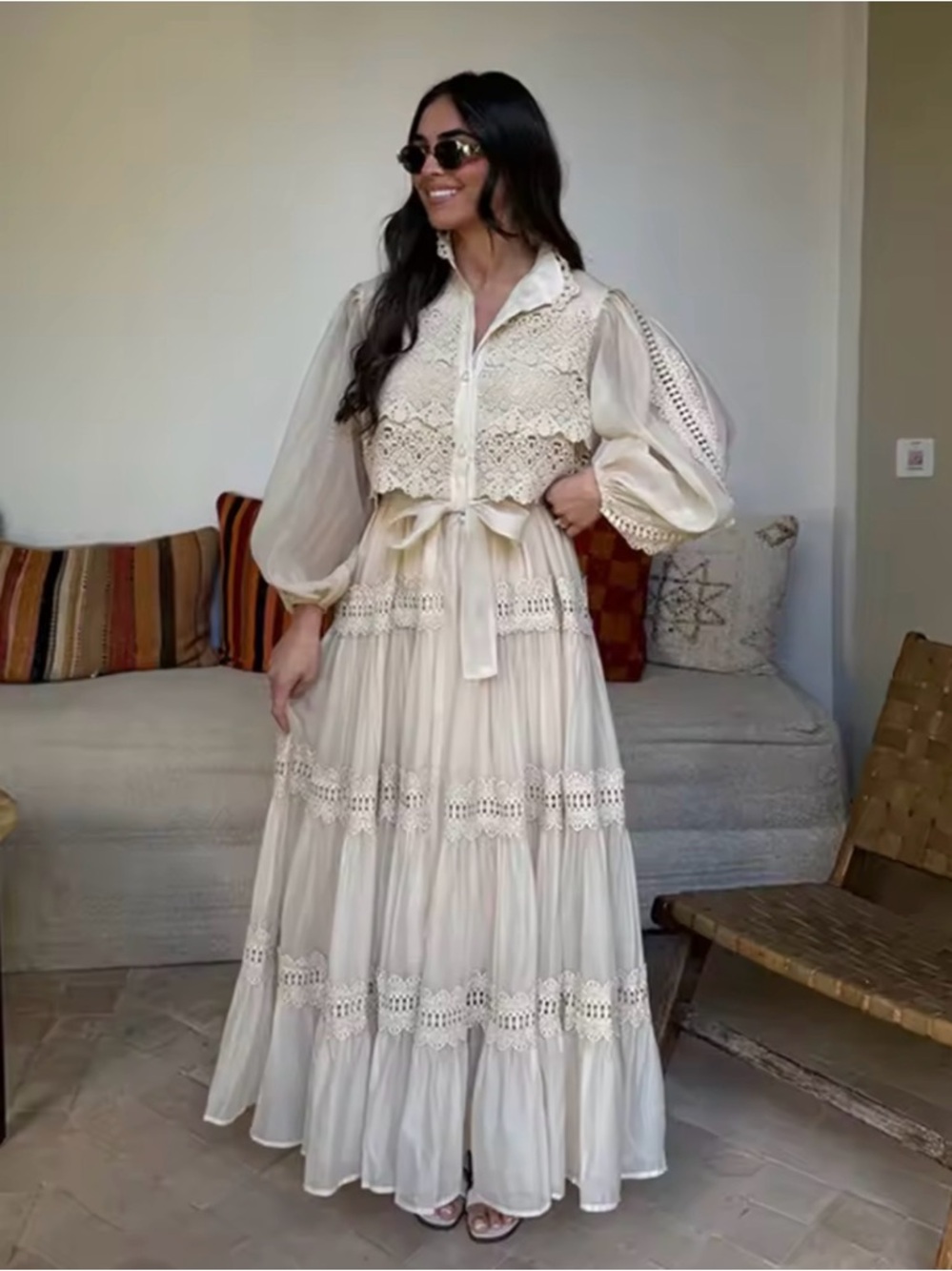 🤎Lace Detailed Tiered Dress🤎 - Picture 6 of 6